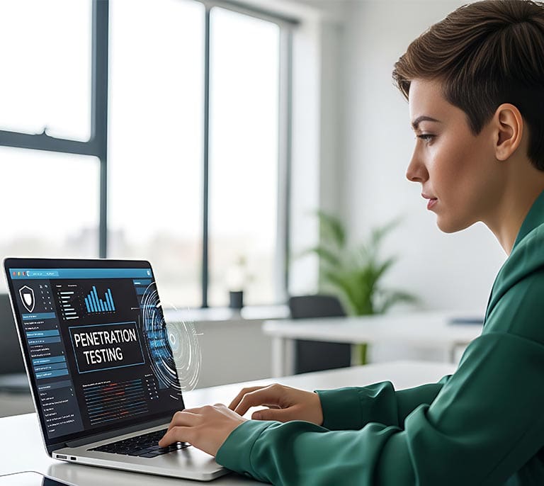 Cyber security specialist performing application security testing and penetration testing on a business software environment.