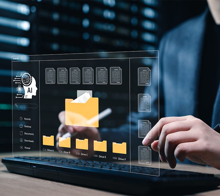 Digital backup management interface displaying automated file protection, data management and system backup processes.