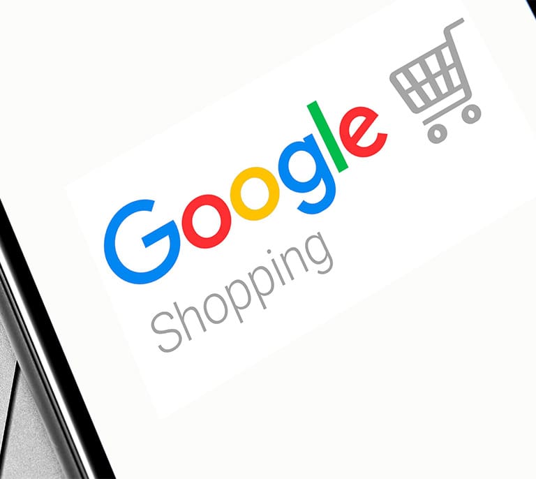 Google Shopping interface displayed on a mobile device representing product advertising, ecommerce campaigns and online retail marketing.