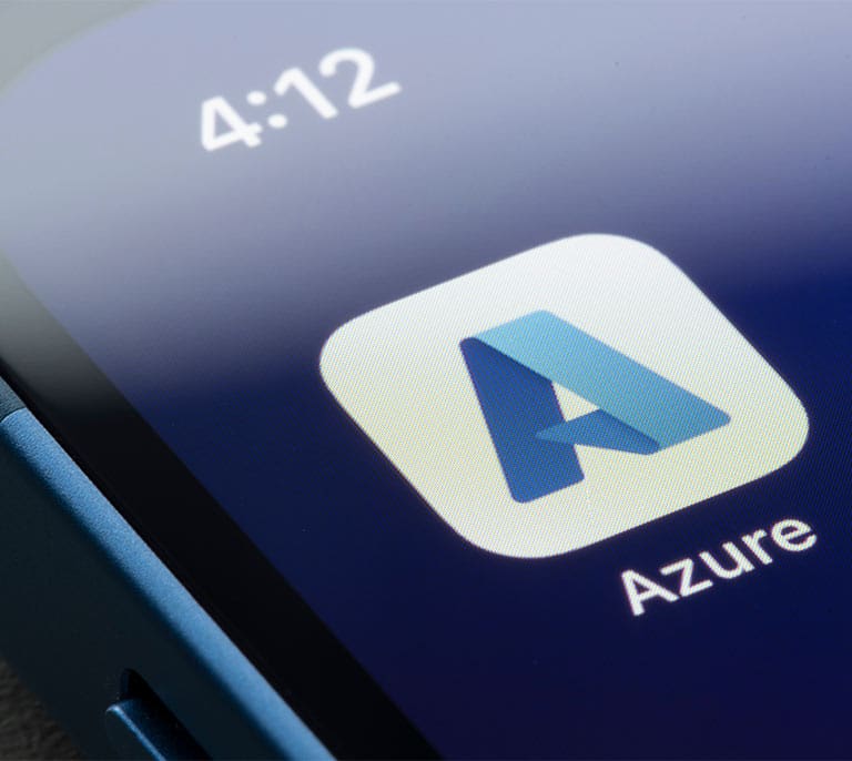 Microsoft Azure cloud platform displayed on a mobile device representing managed cloud hosting and scalable infrastructure services.