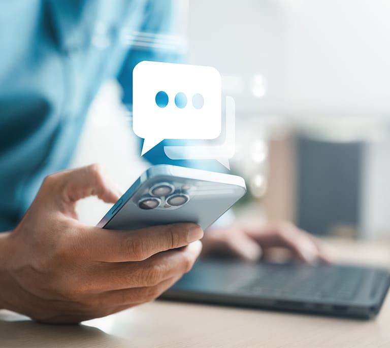 Social media marketing interface showing audience engagement, lead generation and customer acquisition activity on a mobile device.