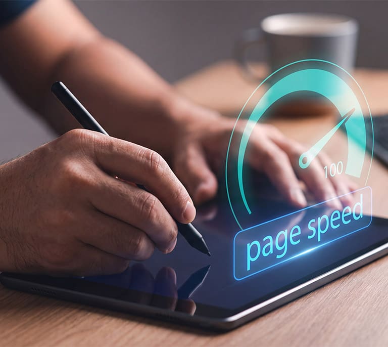 Website speed optimisation focused on Core Web Vitals, page performance and faster user experiences.